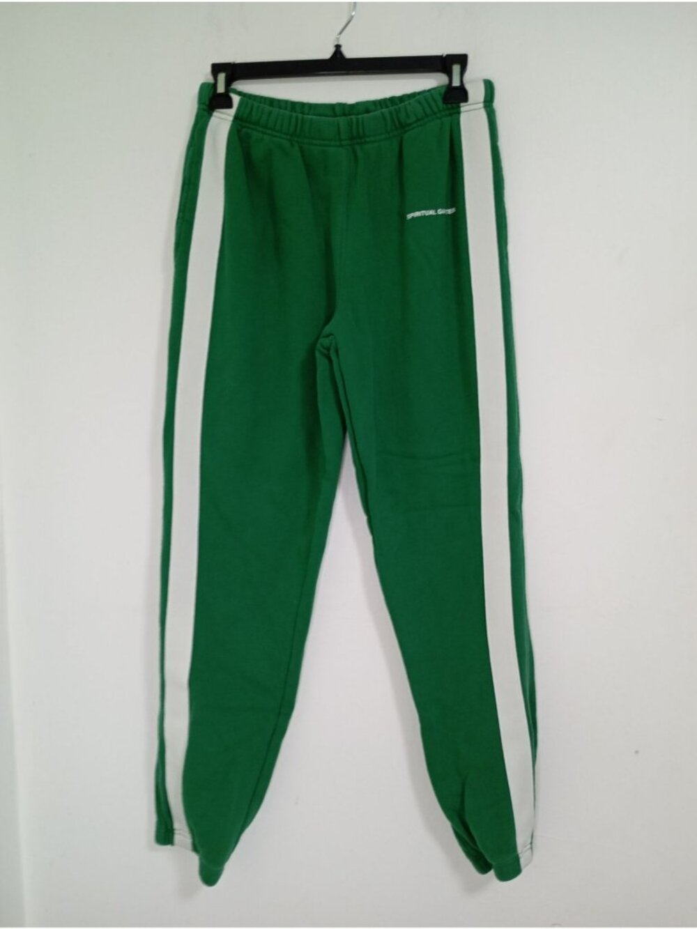 Spiritual Gangster Green Joggers White Side Stripes100% Cotton Size S Women